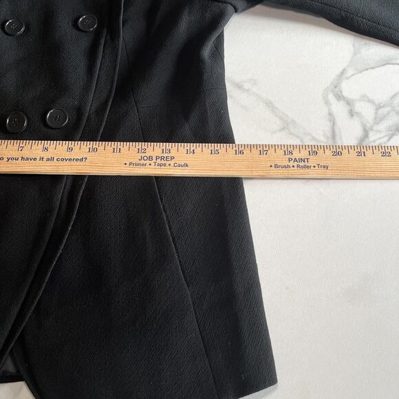 Ann Taylor 100% Wool Black Double Breasted Ruffled Collar Jacket Blazer Vtg. 8P - Picture 6 of 13